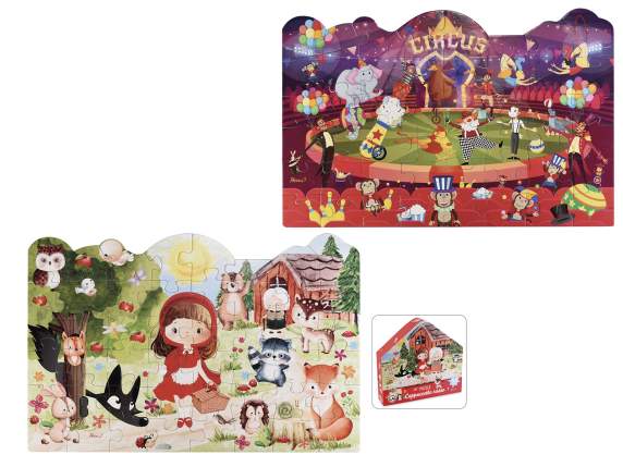 48-piece cardboard puzzle with shaped box