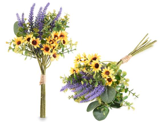 Bouquet of lavender, daisies and artificial eucalyptus
