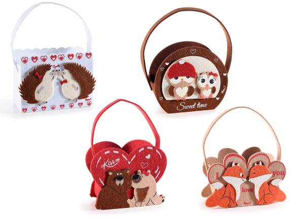Winter Love cloth handbag with love animals
