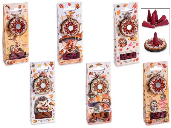 Pack of 30 incense cones with cone holder