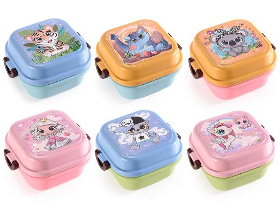 Lunch box - snack holder in polypropylene double compartment