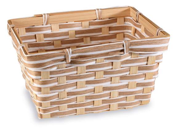 Rectangular basket in natural bamboo