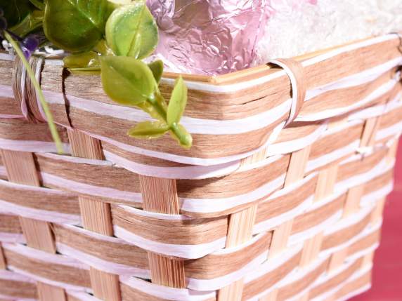 Rectangular basket in natural bamboo