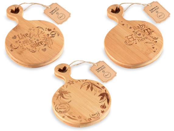 Bamboo cutting board with heart-shaped handle