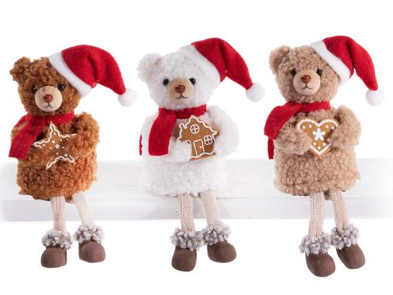 Long legged Christmas bear soft plush with biscuit