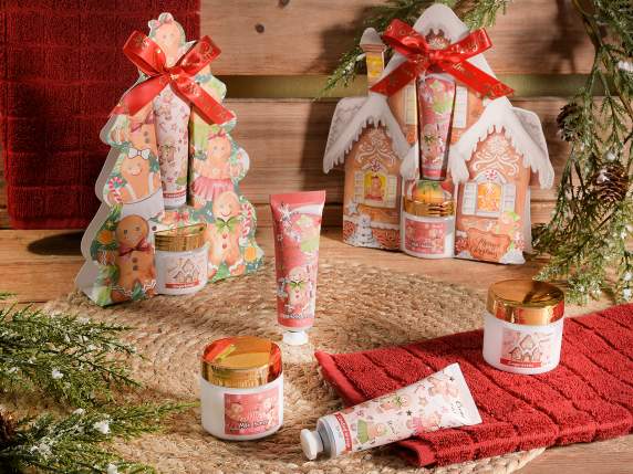 Christmas gift set with gingerbread hand and foot cream