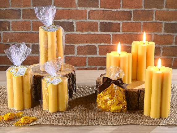 Set of 3 beeswax flower candles and individual packs