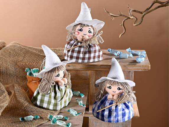 Fabric Befana with broom and hanging sweet bag