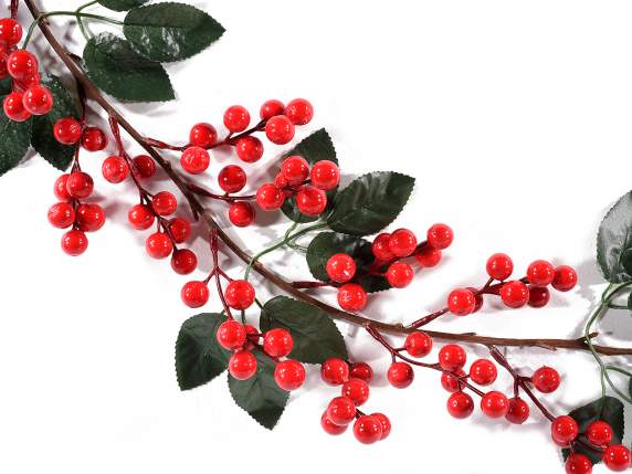 Garland-festoon of artificial red berries for hanging