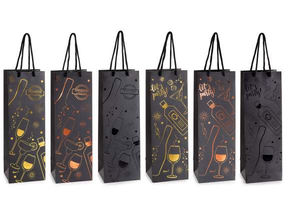 Wine Printed Bottle Bag - Envelope with Handles