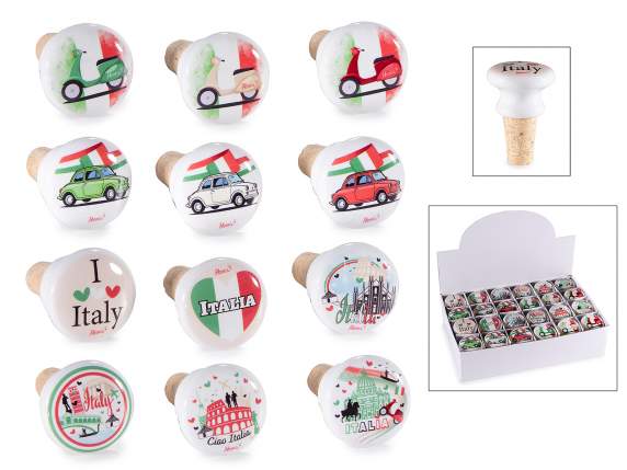Cork and ceramic stopper print Italy