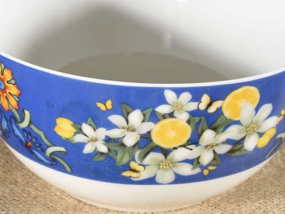 Porcelain bowl decorated Citrus fruits of the Mediterranean