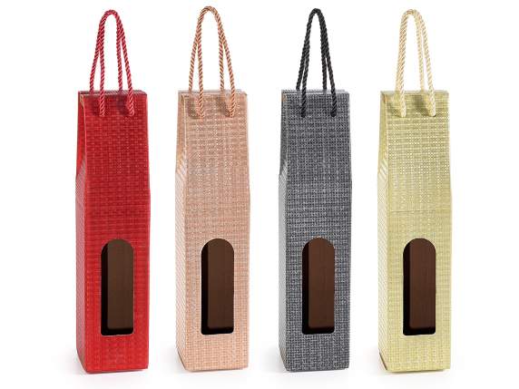 Iridescent texture wine bottle box with window