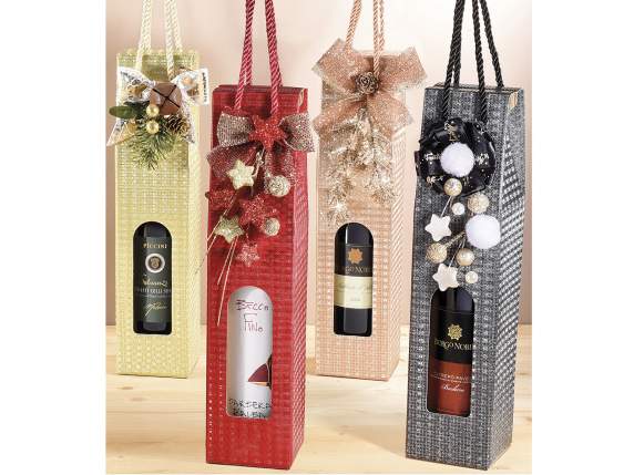 Iridescent texture wine bottle box with window