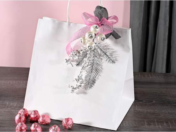 Silver twig with artificial white berries