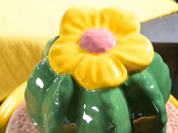 Ceramic food jar with cactus lid