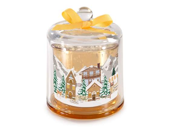 Scented Christmas candle in glass bell and bow