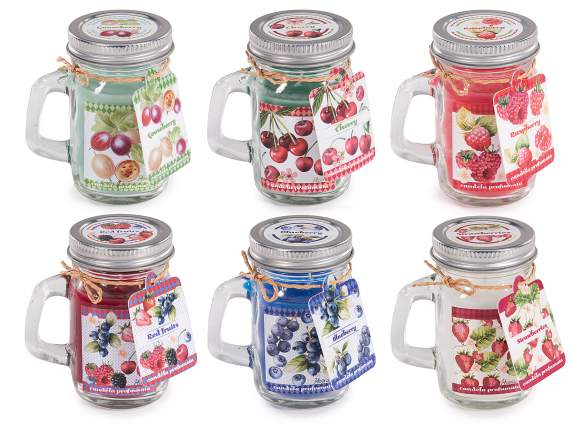 Scented candle in glass jar with metal lid