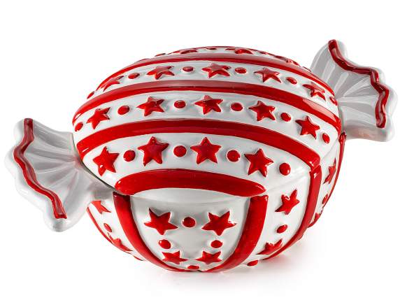 Ceramic candy jar with relief decorations