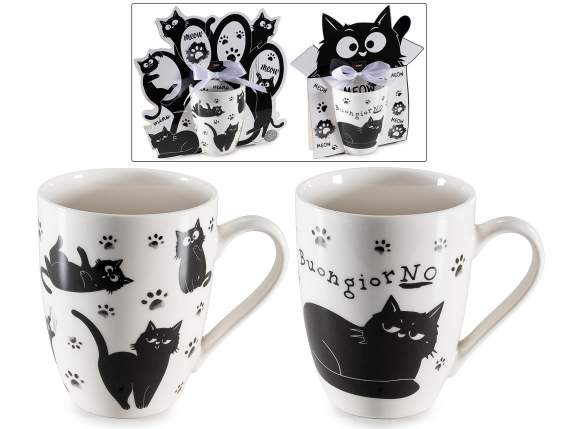300 ml porcelain mug with cat decorations