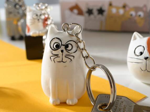 Funny Cats keychain in colored resin