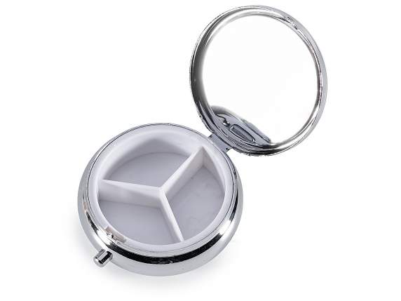 Metal and PP food pill box with 3 compartments