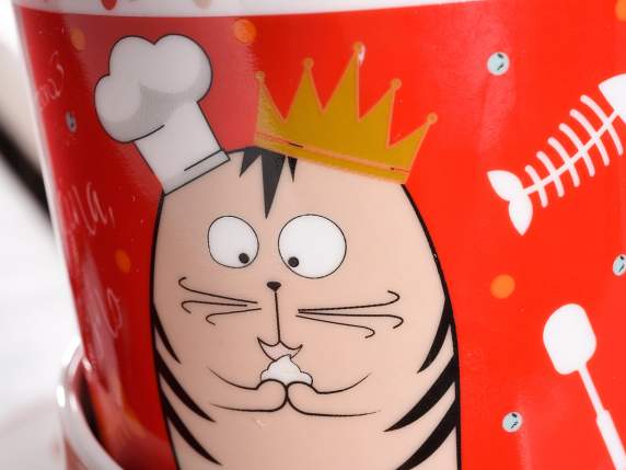 Porcelain mug with FunnyCats decoration