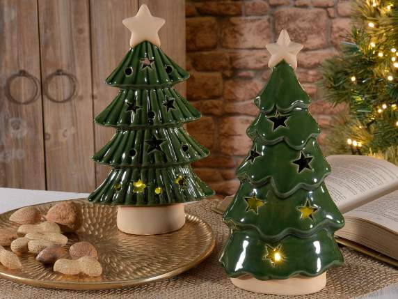 Decorative Christmas Tree in Glossy Ceramic with LED Lights