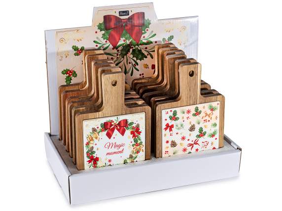 Christmas cutting board in acacia wood and ceramic