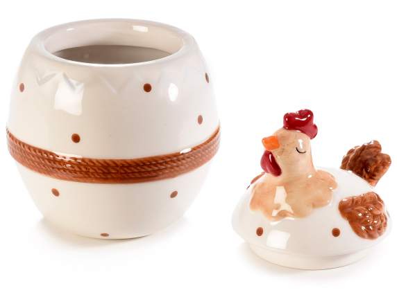 Ceramic food jar with chicken lid