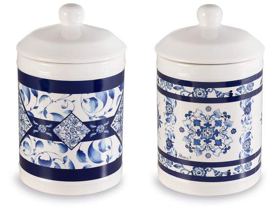 Blue Porcelain ceramic food jar