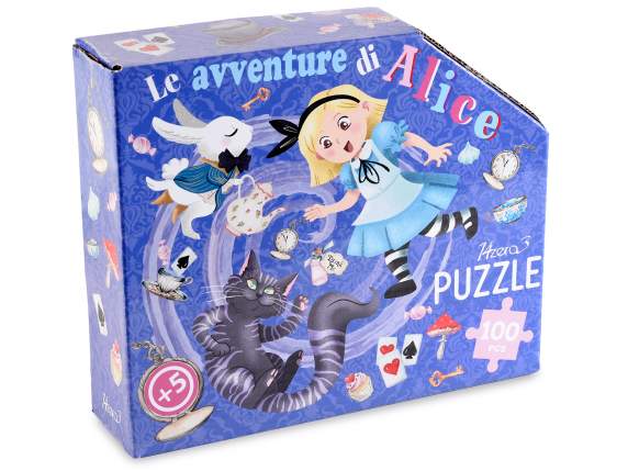 Puzzle 100 cardboard pieces with shaped box