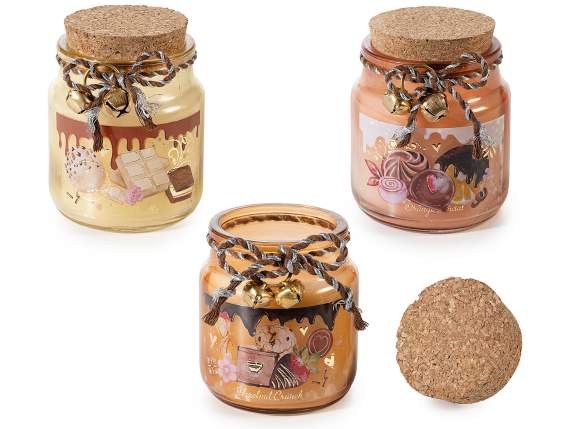 Scented candle in a glass jar with a cork stopper