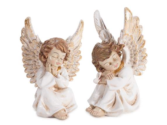 Colored resin angel with golden details to place