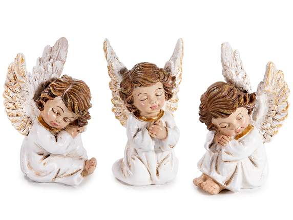 Colored resin angel with golden details to place