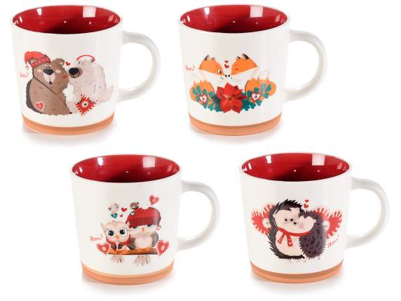 Porcelain mug Winter Love with colored inside