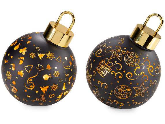 Glass Christmas ball lamp decorated with LED lights