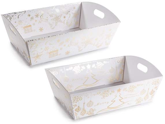 Medium paper tray with handles and golden decorations
