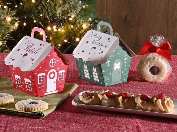 House-shaped paper box with handle