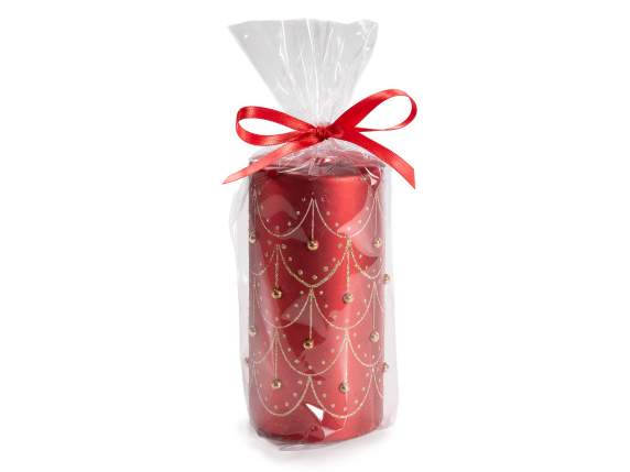 Candle with gold decorations and glitter