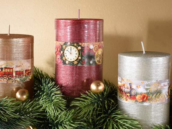 Colored metallic effect candle Xmas Time