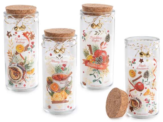 Scented candle in glass jar with cork lid