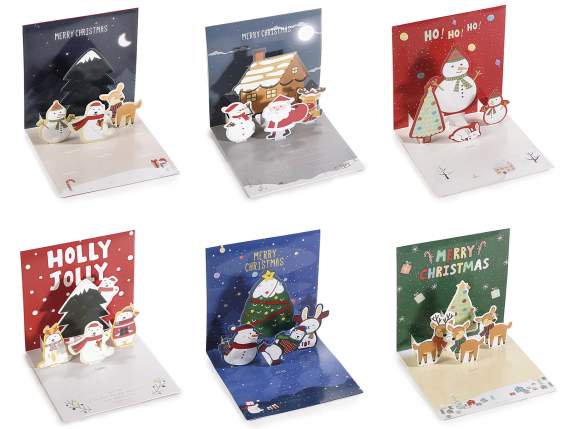 Christmas pop up greeting card with envelope
