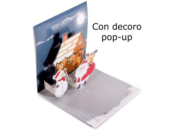 Christmas pop up greeting card with envelope