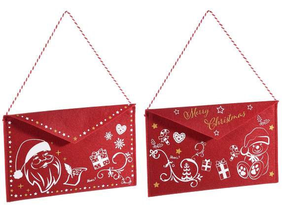 Cloth bag with letter to Santa Claus Christmas fairy tale