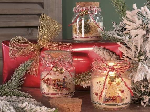 Scented candle in glass jar with cork stopper