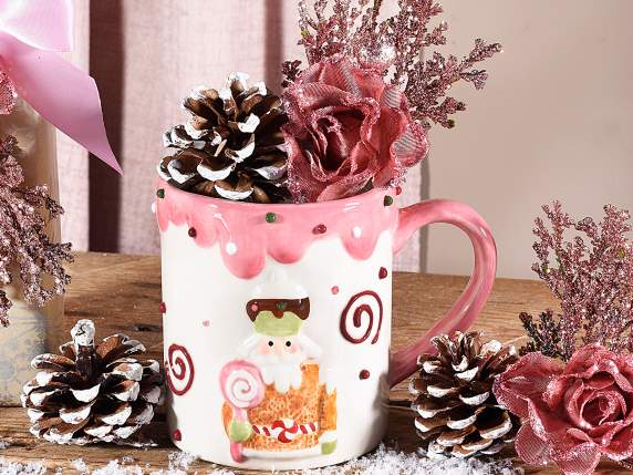 400ml Glossy Ceramic Christmas Mug with Relief