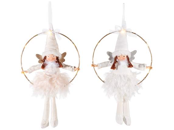 Long legged angel crown with hanging LED lights