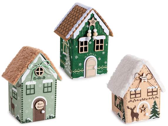 House-shaped cloth container basket with opening roof