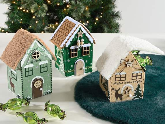 House-shaped cloth container basket with opening roof